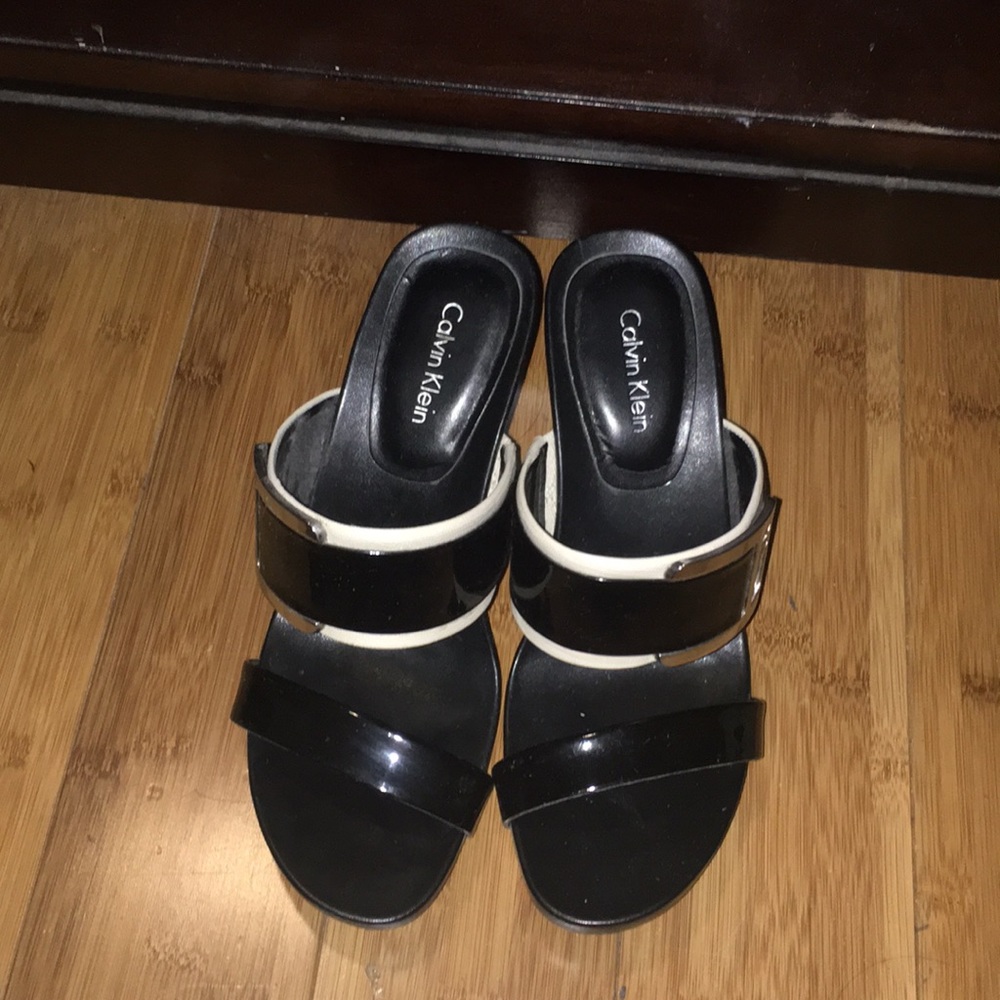 Calvin Klein Black and Nude Wedges